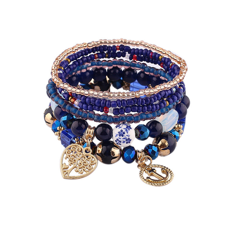 Pulsera con cuentas de múltiples colgantes cuidadas al por mayor